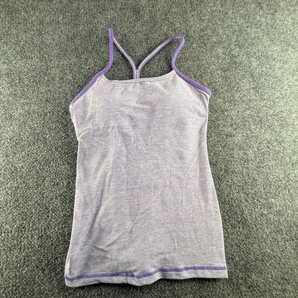 Purple LuluLemon Striped Racerback Tank Top with Built-in Shelf Bra Slim Fit